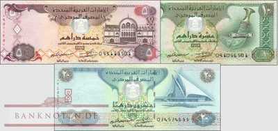 UAE: 5 - 20 Dirhams (3 banknotes)