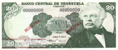 Venezuela - 20  Bolivares - SPECIMEN (#053bS_UNC)
