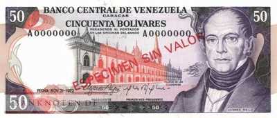 Venezuela - 50  Bolivares - SPECIMEN (#054s_UNC)
