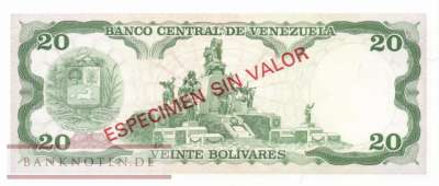 Venezuela - 20  Bolivares - SPECIMEN (#063eS_UNC)
