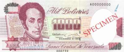 Venezuela - 1.000  Bolivares - SPECIMEN (#073cS_UNC)