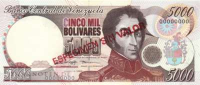 Venezuela - 5.000  Bolivares - SPECIMEN (#075bS_UNC)