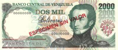Venezuela - 2.000  Bolivares - SPECIMEN (#077aS_UNC)