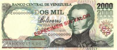 Venezuela - 2.000  Bolivares - SPECIMEN (#077bS_UNC)