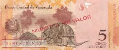 Venezuela - 5  Bolivares - SPECIMEN (#089eS_UNC)