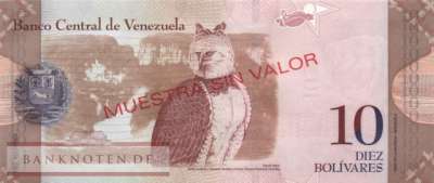 Venezuela - 10  Bolivares - SPECIMEN (#090dS_UNC)