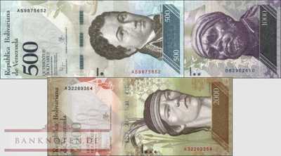 Venezuela: 500 - 2.000 Bolivares (3 banknotes)