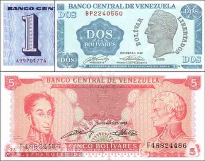Venezuela: 1 - 5 Bolivares (3 Banknoten)