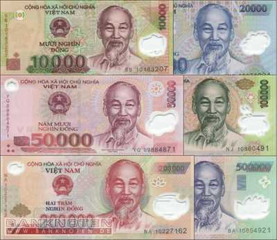 Vietnam: 10.000 - 500.000 Dong (6 banknotes)