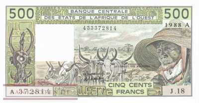Elfenbeinküste - 500  Francs (#106Aa_UNC)