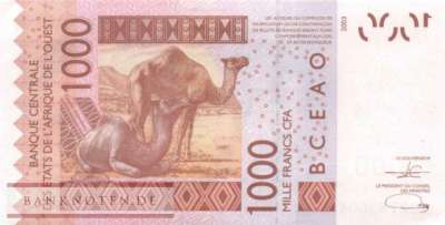 Elfenbeinküste - 1.000  Francs (#115Av_UNC)