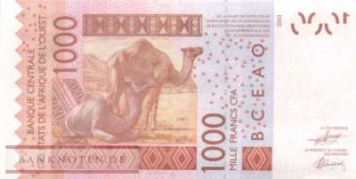 Elfenbeinküste - 1.000  Francs (#115Ax_UNC)