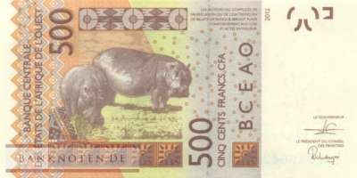 Elfenbeinküste - 500  Francs (#119Ah_UNC)