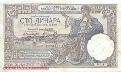 Jugoslawien - 100 Dinara (#027b_VF)