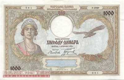 Yugoslavia - 1.000  Dinara (#029_AU)