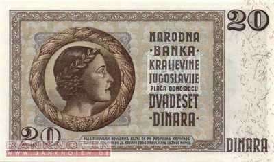 Yugoslavia - 20  Dinara (#030_UNC)