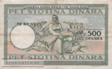 Yugoslavia - 500  Dinara (#032_VG)