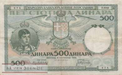 Yugoslavia - 500  Dinara (#032_VG)