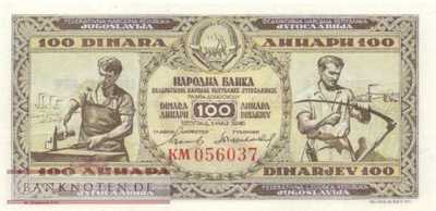 Yugoslavia - 100  Dinara (#065b_UNC)