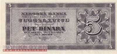 Yugoslavia - 5  Dinara (#067Ra_UNC)