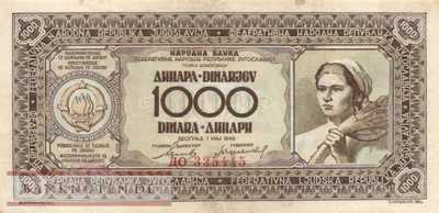 Yugoslavia - 1.000  Dinara (#067a_VF)