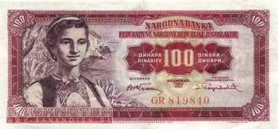Jugoslawien - 100 Dinara (#069_XF)