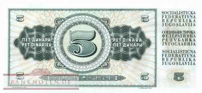 Yugoslavia - 5  Dinara (#081a_UNC)
