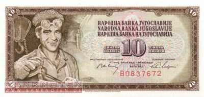 Yugoslavia - 10  Dinara (#082b_UNC)
