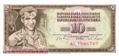 Yugoslavia - 10  Dinara (#082c_UNC)