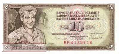 Yugoslavia - 10  Dinara (#087b_UNC)