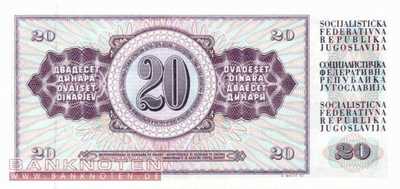 Jugoslawien - 20  Dinara (#088b_UNC)