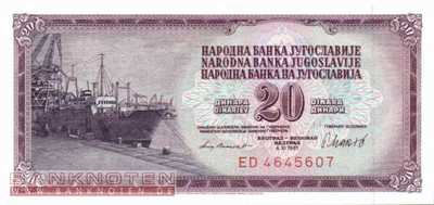 Yugoslavia - 20  Dinara (#088b_UNC)