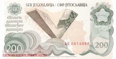 Yugoslavia - 200  Dinara (#102a_UNC)