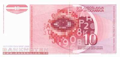 Yugoslavia - 10 Dinara (#103_UNC)