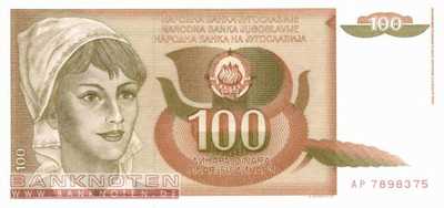 Yugoslavia - 100 Dinara (#105_UNC)