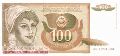 Jugoslawien - 100  Dinara (#105_XF)