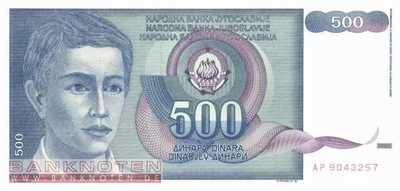 Yugoslavia - 500  Dinara (#106_UNC)
