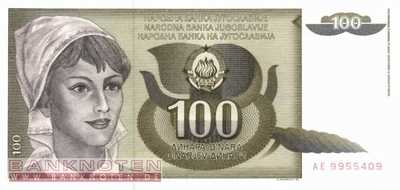 Jugoslawien - 100  Dinara (#108_UNC)