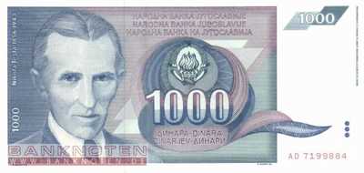 Yugoslavia - 1.000  Dinara (#110_UNC)