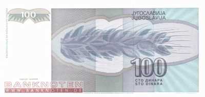 Yugoslavia - 100  Dinara (#112_UNC)
