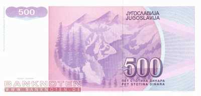 Yugoslavia - 500 Dinara (#113_UNC)