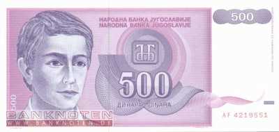 Yugoslavia - 500 Dinara (#113_UNC)