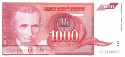 Yugoslavia - 1.000  Dinara (#114_UNC)