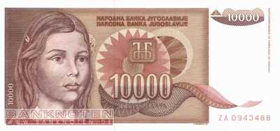 Jugoslawien - 10.000  Dinara - Ersatzbanknote (#116bR_UNC)
