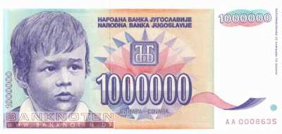 Yugoslavia - 1 Million Dinara (#120_UNC)