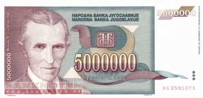 Yugoslavia - 5 Million Dinara (#121_UNC)