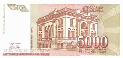Yugoslavia - 5.000  Dinara (#128_UNC)