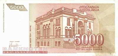 Yugoslavia - 5.000  Dinara (#128_VF)