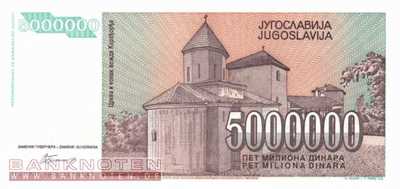 Yugoslavia - 5 Million Dinara (#132_UNC)