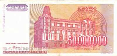 Yugoslavia - 50 Million Dinara (#133_VF)